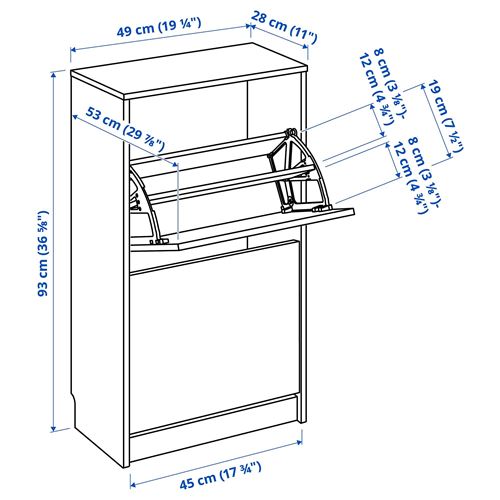 IKEA - BISSA, shoe cabinet/storage, white, 49x28x93 cm