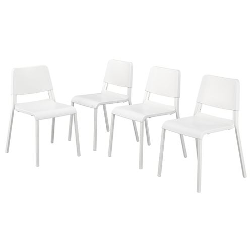 IKEA - TEODORES, kitchen chair set, white, 4 pack