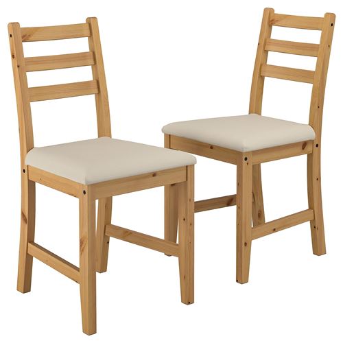 IKEA - LERHAMN, yemek sandalyesi seti, açık antika vernik-vittaryd bej, 2 adet