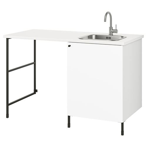 IKEA - ENHET, çamaşır odası ve banyo için dolap kombinasyonu, beyaz-antrasit, 139x63.5x87.5 cm