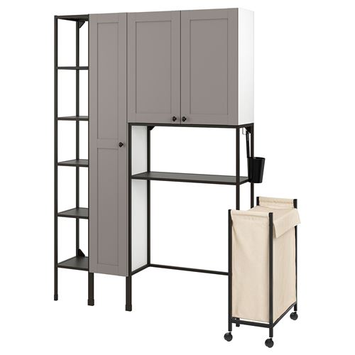 IKEA - ENHET, shelving combination for laundry room and bathroom, gray-anthracite, 80x32x204 cm