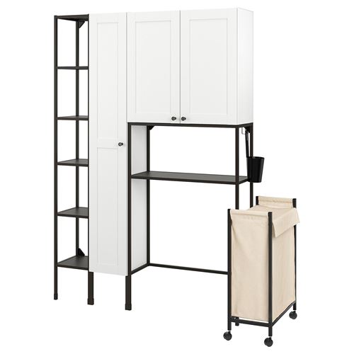 IKEA - ENHET, shelving combination for laundry room and bathroom, white/anthracite, 80x32x204 cm