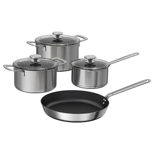 IKEA - HEMKOMST, steel pot set, stainless steel