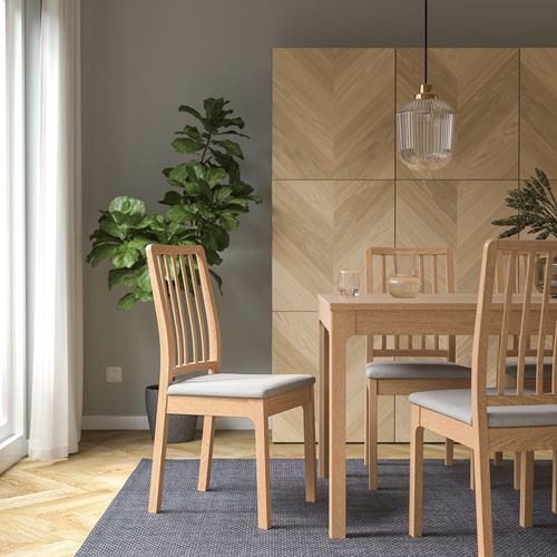 IKEA - EKEDALEN, upholstered wooden chair, oak/Orrsta light grey