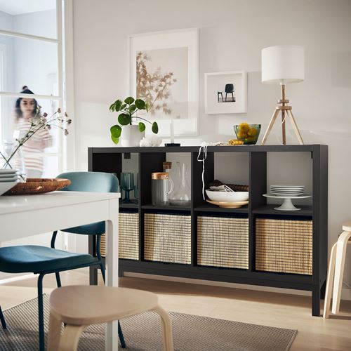 IKEA - KALLAX, Open Shelving Unit, black-brown/black, 147x94 cm