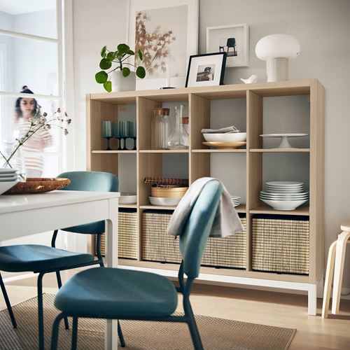 IKEA - KALLAX, Open Shelving Unit, white stained oak effect/white, 147x129 cm