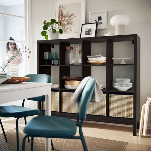 IKEA - KALLAX, Open Shelving Unit, black-brown/black, 147x129 cm