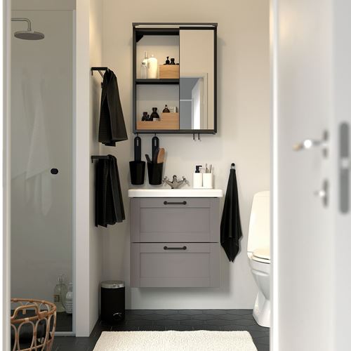 IKEA - ENHET/TVALLEN, bathroom furniture set, gray-anthracite, 64x43x65 cm