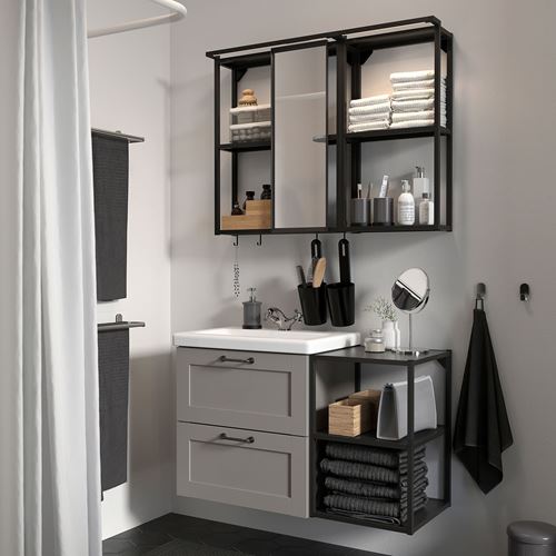 IKEA - ENHET/TVALLEN, bathroom furniture set, gray-anthracite, 102x43x65 cm