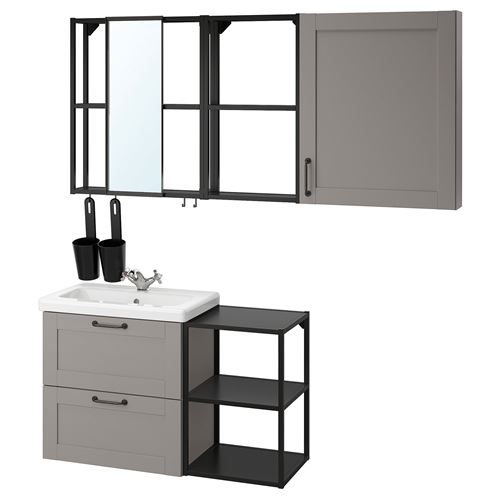 IKEA - ENHET/TVALLEN, bathroom furniture set, gray-anthracite, 102x43x65 cm
