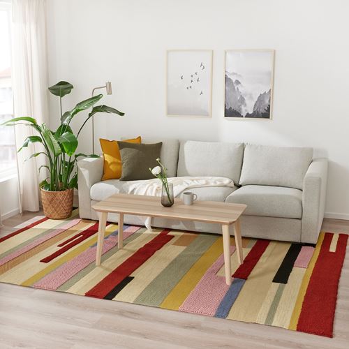 IKEA - BRÖNDEN, handwoven rug, multicolour-red, 200x300 cm