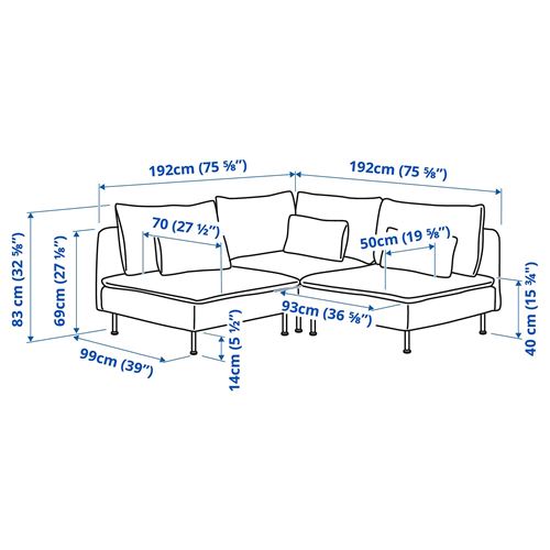IKEA - SÖDERHAMN, köşe kanepe, samsta koyu gri
