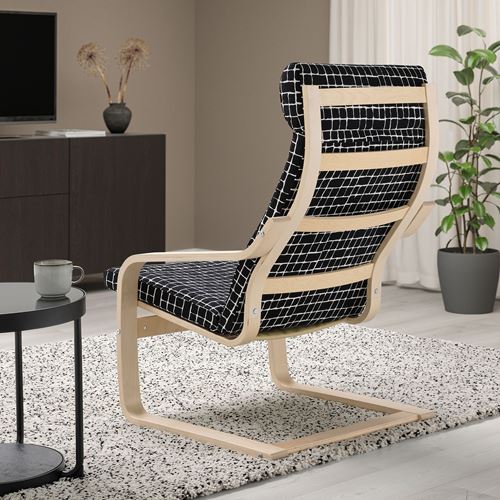 IKEA - POANG, sallanan koltuk, storudden beyaz-siyah-huş