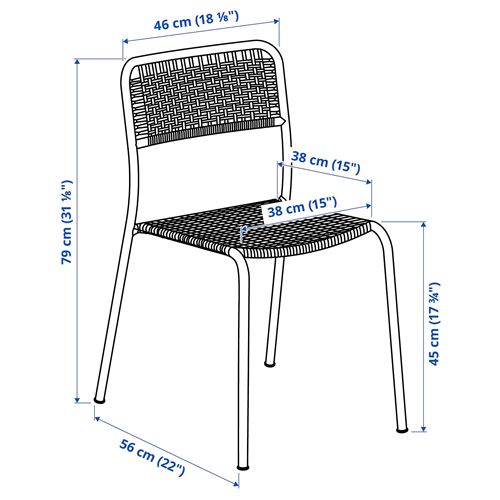 IKEA - VIHOLMEN, sandalye, koyu gri
