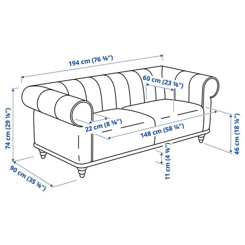 IKEA - VISKAFORS, 2-seat sofa, lejde grey-green