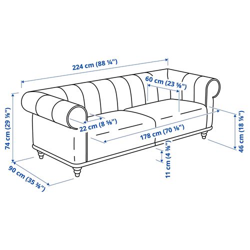 IKEA - VISKAFORS, 3-seat sofa, lejde grey-green