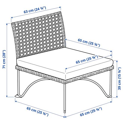 IKEA - JUTHOLMEN, tekli bahçe koltuğu, koyu gri, 63x73 cm