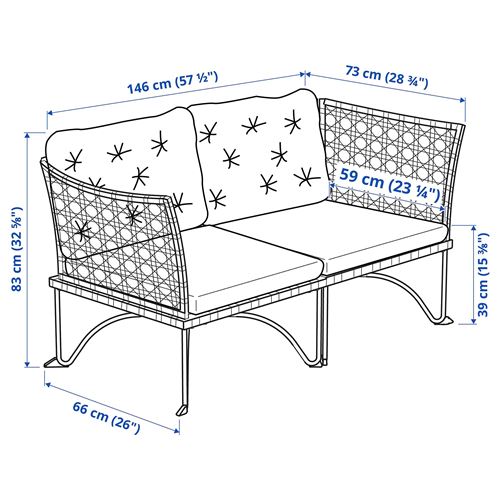 IKEA - JUTHOLMEN, 2-seat garden sofa, dark grey, 146x73 cm