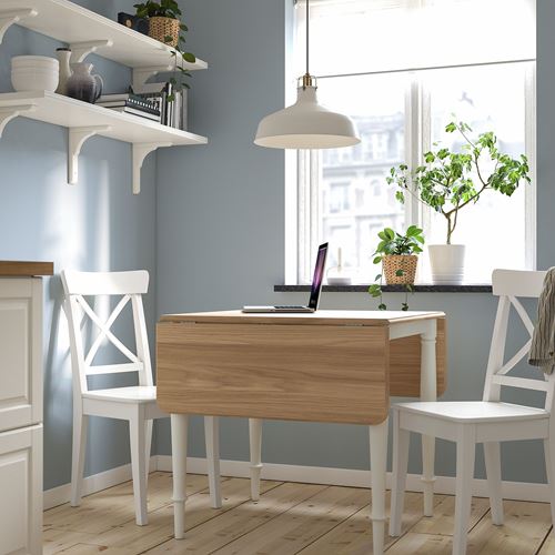 IKEA - DANDERYD/INGOLF, kitchen table set, white/oak veneer, 2 chairs