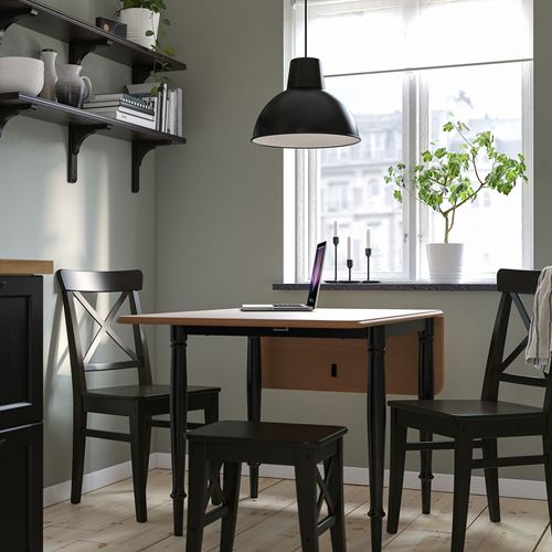 IKEA - DANDERYD/INGOLF, kitchen table set, pine veneer-black, 2 chairs