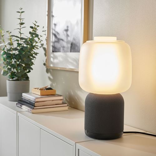 IKEA - SYMFONISK, speaker lamp with Wi-Fi, black-white glass, 45x22 cm