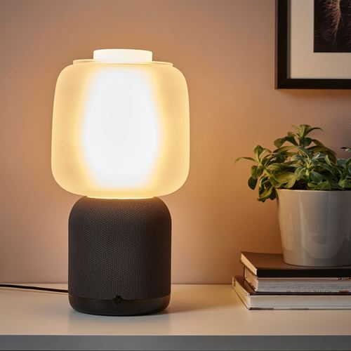 IKEA - SYMFONISK, speaker lamp with Wi-Fi, black-white glass, 45x22 cm