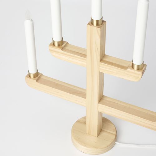 STRALA, LED'li şamdan, çam, 56 cm