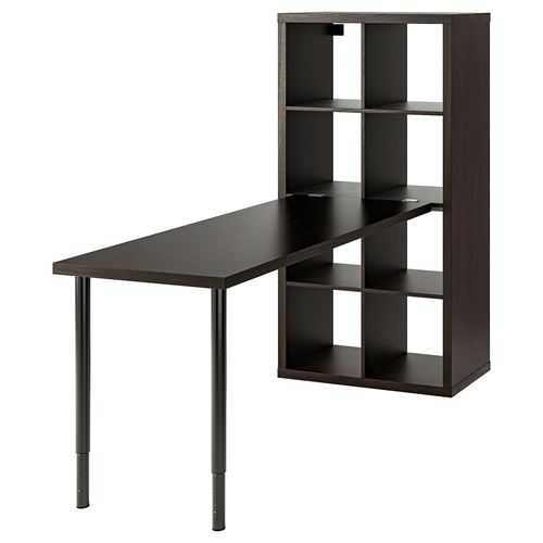 IKEA - LAGKAPTEN/KALLAX, desk with bookshelf, black-brown/black