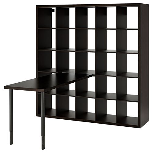 IKEA - LAGKAPTEN/KALLAX, desk with bookshelf, black-brown/black