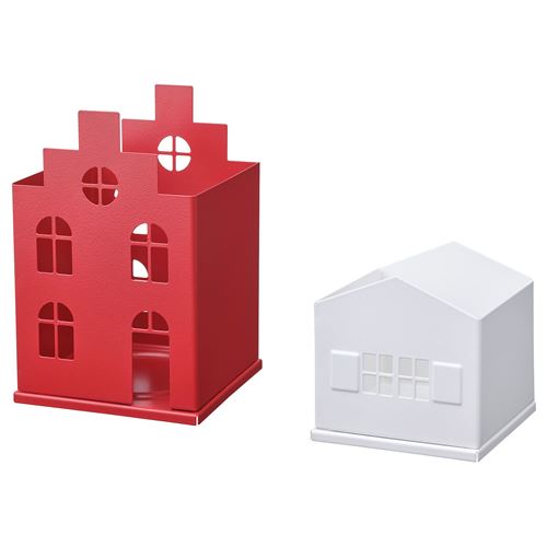 IKEA - VINTERFINT, candle holder, red/white