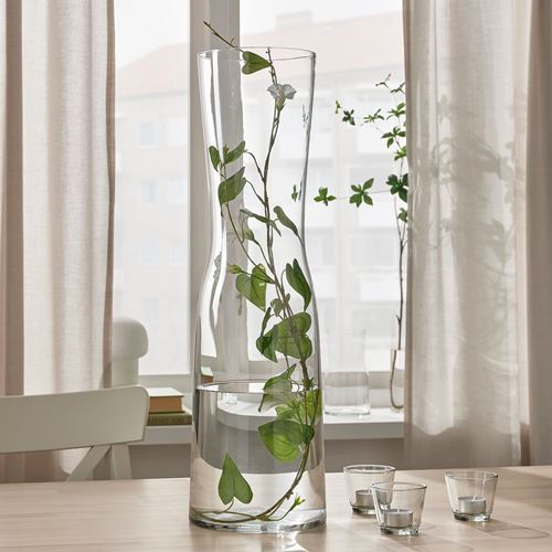 IKEA - TIDVATTEN, glass vase, transparent glass, 65 cm