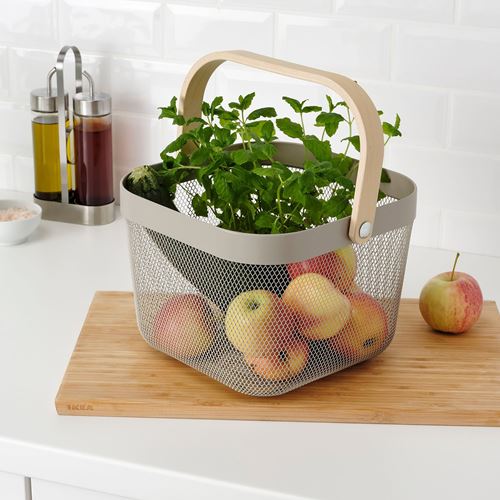 IKEA - RISATORP, basket, grey/beige, 25x26x18 cm