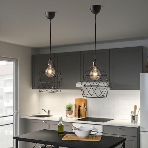 IKEA - BRUNSTA, sarkıt lamba abajur başlığı, siyah, 30 cm