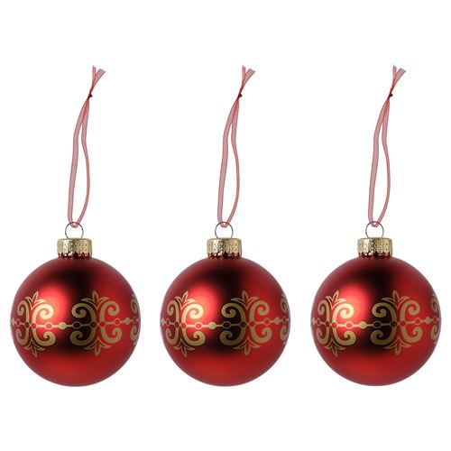 IKEA - VINTERFINT, tree ornament, red/gold-colour, 8 cm