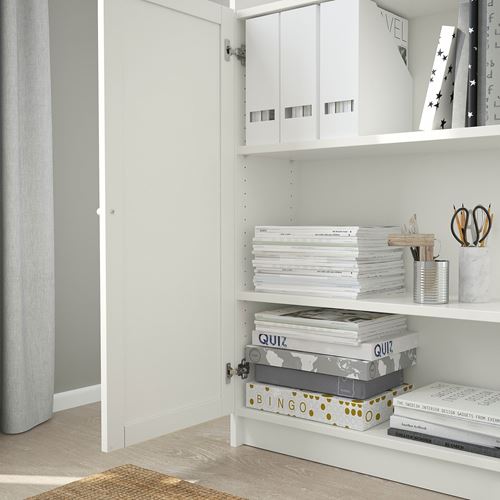 IKEA - BILLY, bookcase with door, white, 160x30x237 cm