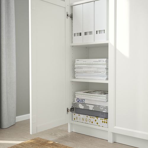 IKEA - BILLY, bookcase with glass/panel doors, white, 120x30x202 cm