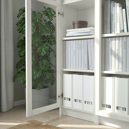 IKEA - BILLY, bookcase with glass door, white, 120x30x202 cm