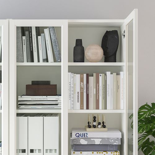 IKEA - BILLY, bookcase with glass door, white, 120x30x202 cm