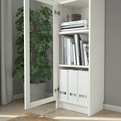 IKEA - BILLY, bookcase with glass door, white, 40x30x237 cm