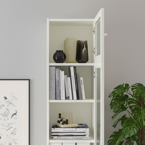 IKEA - BILLY, bookcase with glass door, white, 40x30x237 cm