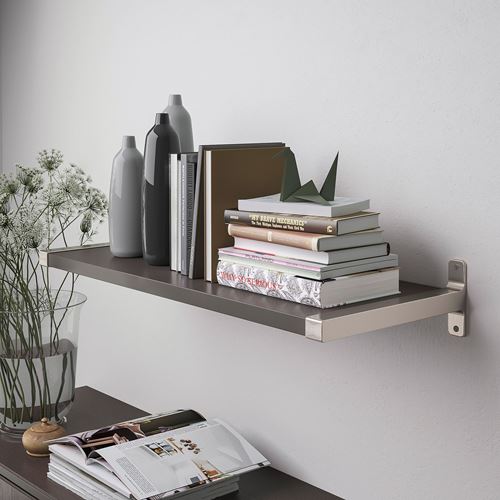 IKEA - BERGSHULT/GRANHULT, wall shelf, dark grey/nickel-plated, 80x30 cm