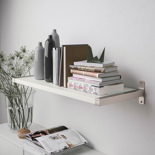 IKEA - BERGSHULT/GRANHULT, wall shelf, white/nickel-plated, 80x30 cm