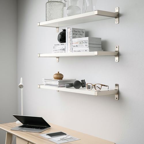 IKEA - BERGSHULT/GRANHULT, wall shelf combination, white/nickel-plated, 80x20 cm