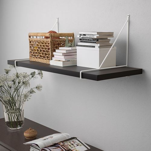 IKEA - BERGSHULT/PERSHULT, wall shelf, black-brown-white, 80x30 cm