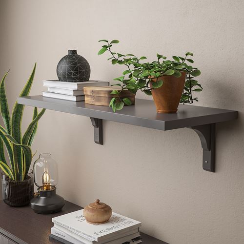 IKEA - BERGSHULT/RAMSHULT, duvar rafı, koyu gri, 80x30 cm