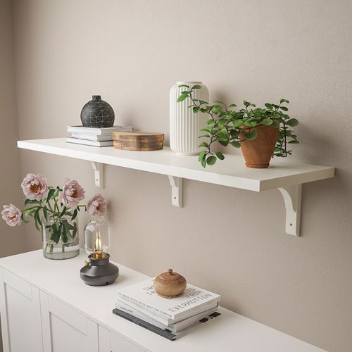 IKEA - BERGSHULT/RAMSHULT, wall shelf, white, 120x30 cm