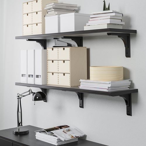 IKEA - BERGSHULT/RAMSHULT, wall shelf combination, blackbrown, 120x30 cm