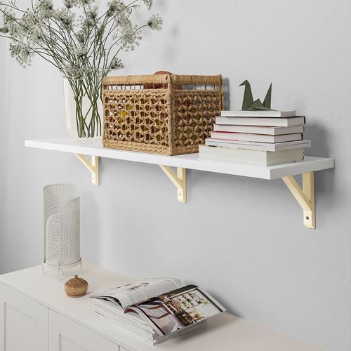 IKEA - BERGSHULT, wall shelf, white/aspen, 120x30 cm