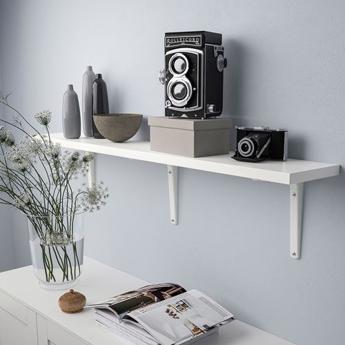 IKEA - BERGSHULT/TOMTHULT, wall shelf, white, 120x20 cm