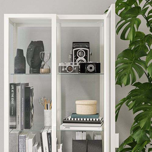 IKEA - MILSBO, glass-door cabinet, white, 73x175 cm